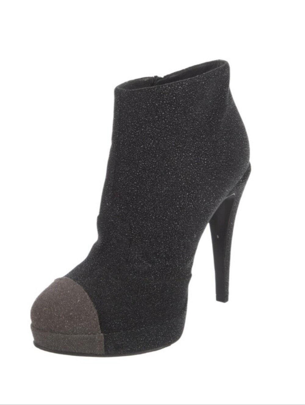 CHANEL Interlocking CC Logo Glitter Platform Ankle Booties IT 37 Fits US 6
